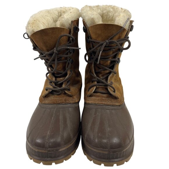 Sorel Size 10 Waterproof Snow Boots Brown Suede Rubber With Shearling Lining - Picture 2 of 10